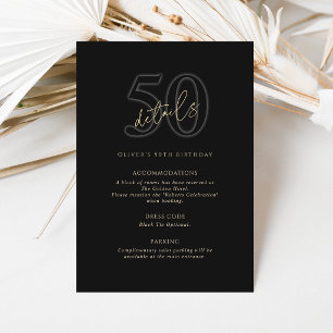 Cartão de Detalhes da Festa de Aniversário de 50 a
