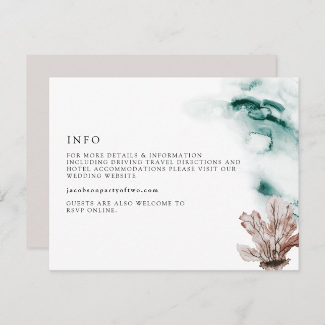 Cartão de Detalhes da Praia Marinha do Oceano Trop (Frente/Verso)