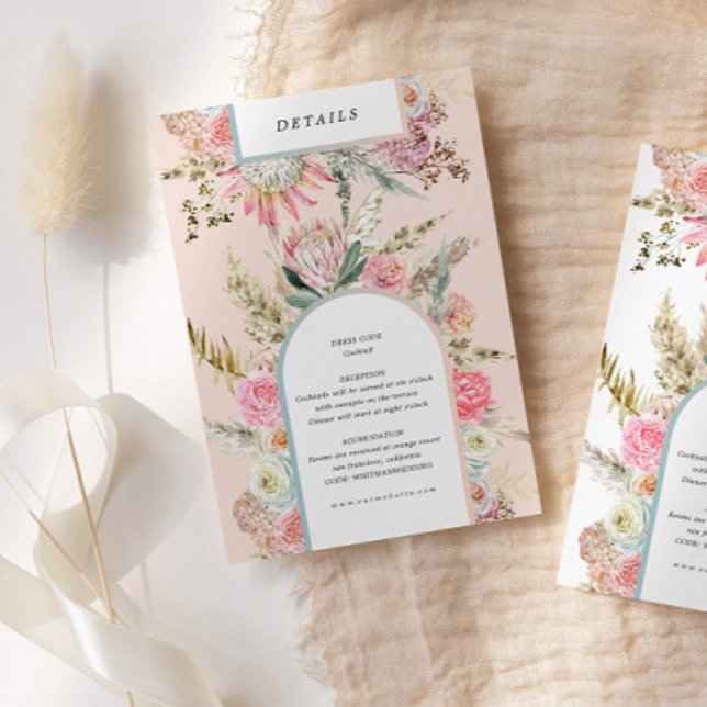 Cartão de Detalhes da Recepção de Blush Tropical B (Criador carregado)