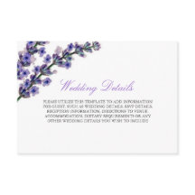 Cartão de Detalhes da Recepção de Lavanda Roxa Ele