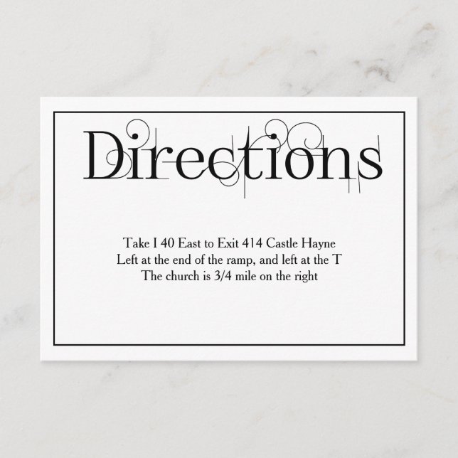 Cartão de Detalhes das Direções de Casamento de Im (Frente)