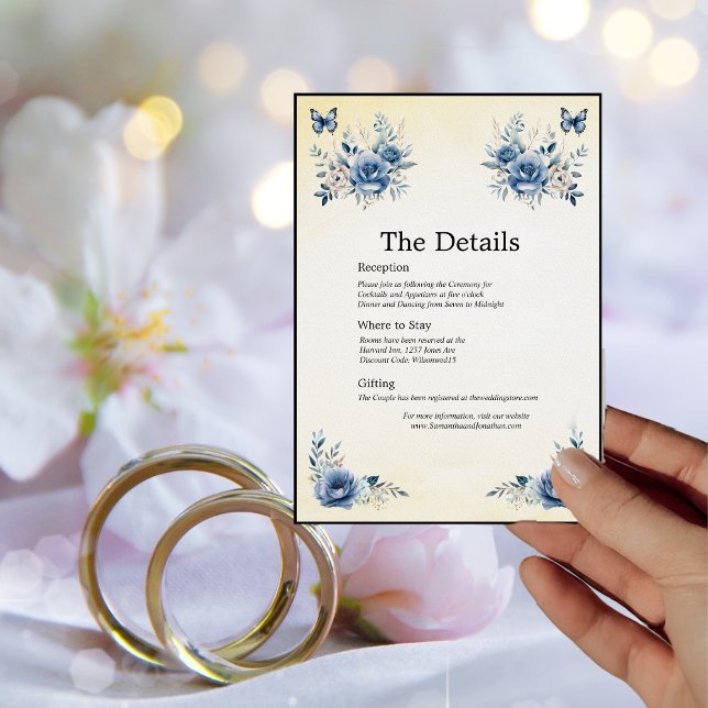 Cartão de Detalhes das Flores Azuis Modernas e Bor (Criador carregado)