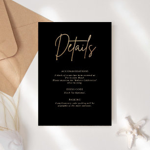 Cartão de Detalhes de Aniversário Black Gold, Cart