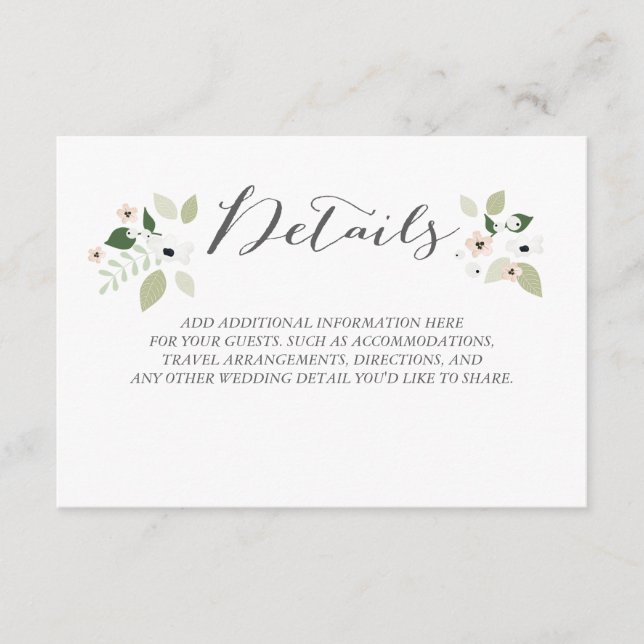 Cartão de Detalhes de Blooms de Sombra (Frente)