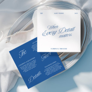 Cartão de Detalhes de Casamento Azul e Branco Mode