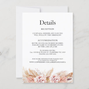 Cartão de Detalhes de Casamento Blush Floral Boho