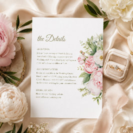 Cartão de Detalhes de Casamento Blush & Ivory Peon
