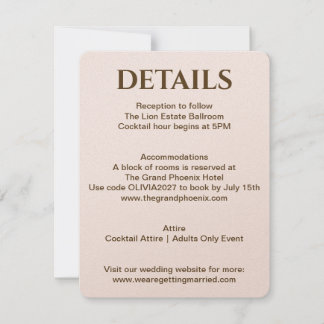 Cartão de Detalhes de Casamento Blush | Soft Glam