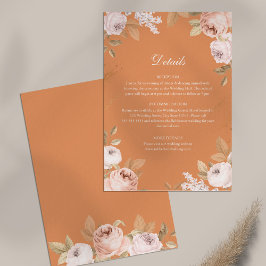 Cartão de Detalhes de Casamento Boho Apricot Peoni