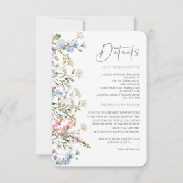 Cartão de Detalhes de Casamento Boho de Flor Silve