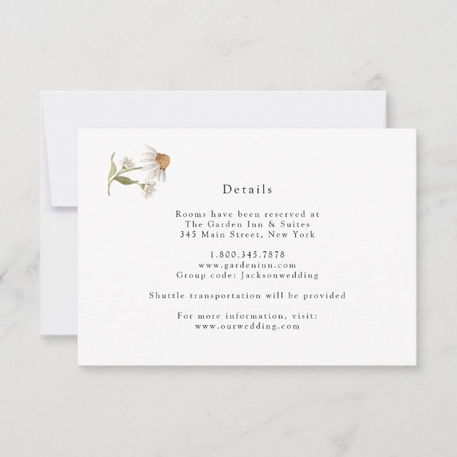 Cartão de Detalhes de Casamento Boho Wildflower (Frente)