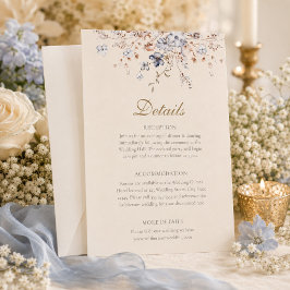 Cartão de Detalhes de Casamento Botânico Azul Empo