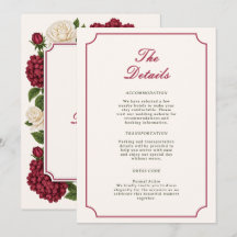 Cartão de detalhes de casamento botânico Borgonha 