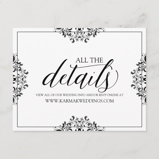 Cartão de Detalhes de Casamento / Cartão de Inform (Frente)