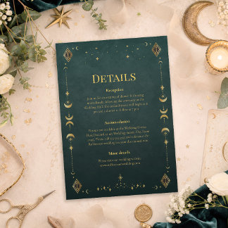 Cartão de Detalhes de Casamento Celestial Gótico A