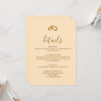 Cartão de Detalhes de Casamento Clássico