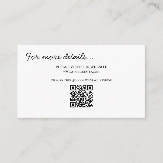 Cartão de Detalhes de Casamento Clássico Chique (Frente)