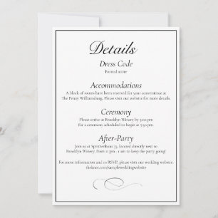 Cartão de Detalhes de Casamento Clássico Monograma