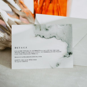 Cartão de Detalhes de Casamento com Aquarela Verde