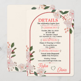 Cartão de Detalhes de Casamento com Arco Floral Ed