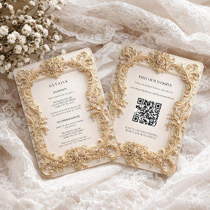 Cartão de Detalhes de Casamento com Código QR Barr