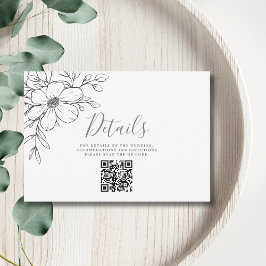 Cartão de Detalhes de Casamento com Código QR Flor