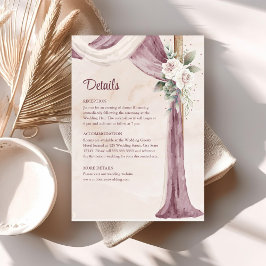 Cartão de Detalhes de Casamento com Dossel Rosa Ro