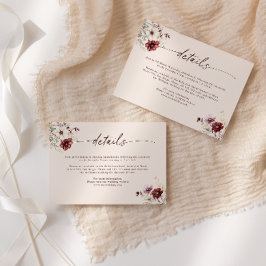 Cartão de Detalhes de Casamento com Flor Silvestre