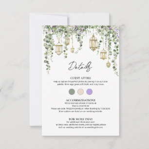 Cartão de Detalhes de Casamento com Floral de Euca
