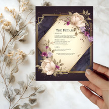 Cartão de Detalhes de Casamento com Flores Brancas