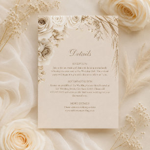Cartão de Detalhes de Casamento com Flores Secas B