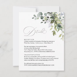Cartão de Detalhes de Casamento com Folhas de Euca