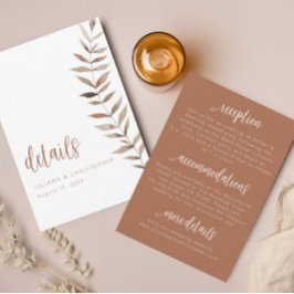 Cartão de Detalhes de Casamento com Folhas em Aqua