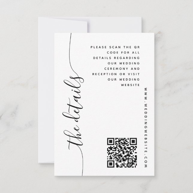 Cartão de Detalhes de Casamento com Letra Vertical (Frente)