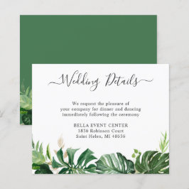 Cartão de Detalhes de Casamento com Verdura Tropic