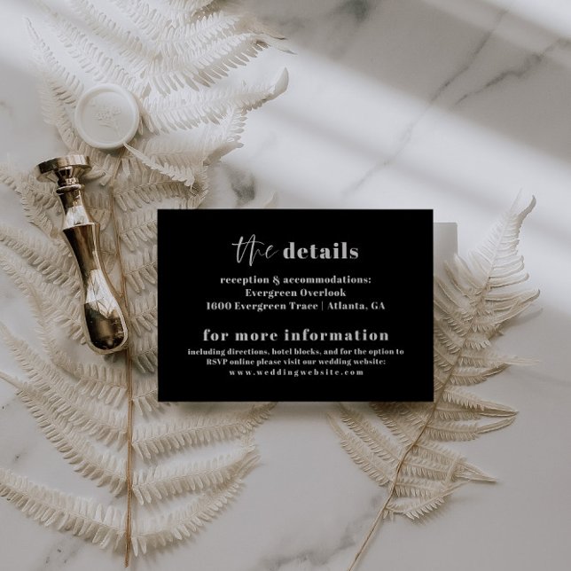 Cartão de Detalhes de Casamento da Tipografia Mode (Criador carregado)