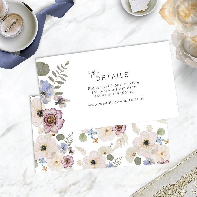 Cartão de Detalhes de Casamento de Boho Moderno (Modern Boho Floral Watercolor Wedding Details Card by Painted Paperie
)