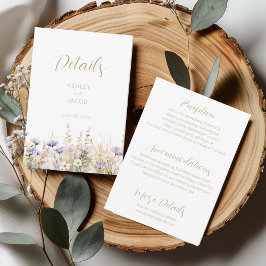 Cartão de Detalhes de Casamento de Campo de Flores