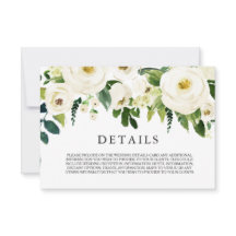 Cartão de Detalhes de Casamento de Flores Brancas 