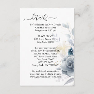 Cartão de Detalhes de Casamento de Flores de Água