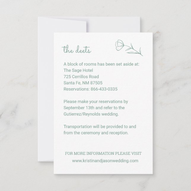 Cartão de Detalhes de Casamento de Flores Selvagem (Frente)