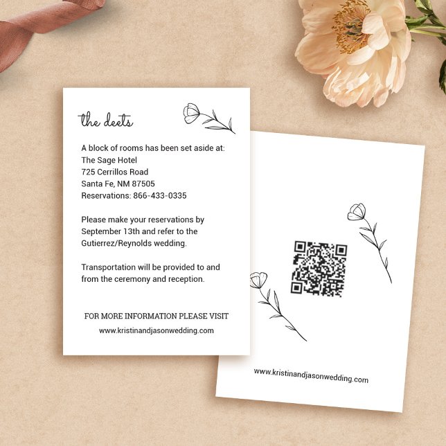 Cartão de Detalhes de Casamento de Flores Selvagem (Wildflower Wedding Details Card by Fiesta Valley Print)