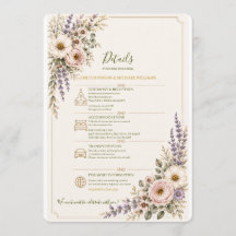 Cartão de Detalhes de Casamento de Flores Silvestr