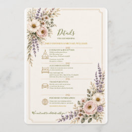 Cartão de Detalhes de Casamento de Flores Silvestr