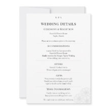 Cartão de Detalhes de Casamento de Inverno Minimal