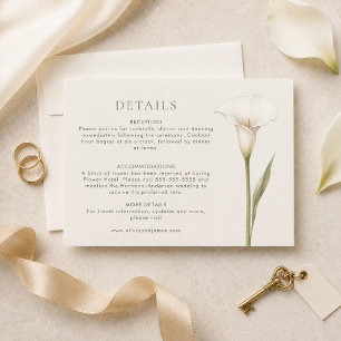Cartão de Detalhes de Casamento de Lírio Calla Bra