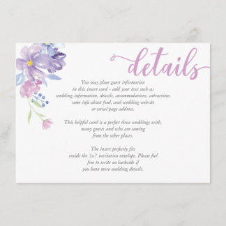 Cartão de DETALHES De Casamento De Peônias De Aqua