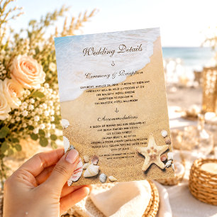 Cartão de Detalhes de Casamento de Starfish Tropi