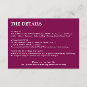 Cartão de Detalhes de Casamento do Código QR do Vi