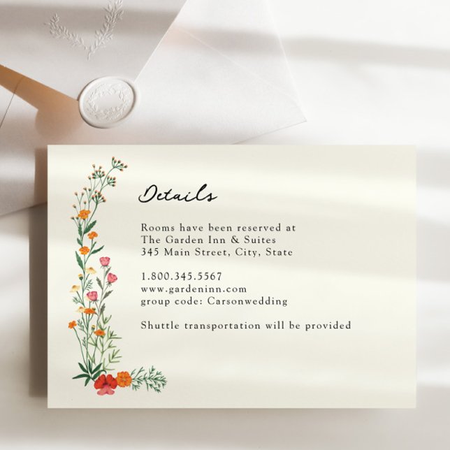 Cartão de Detalhes de Casamento do Jardim Botânico (Criador carregado)